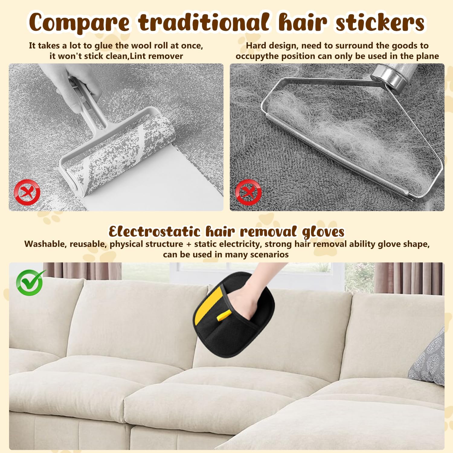 Pet Hair Removal Electrostatic Gloves (BUY 1 GET 1 FREE)